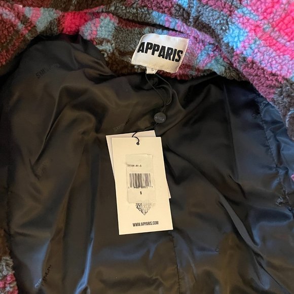 Apparis Kris Plaid Faux Fur Jacket Sz S - Picture 3 of 7